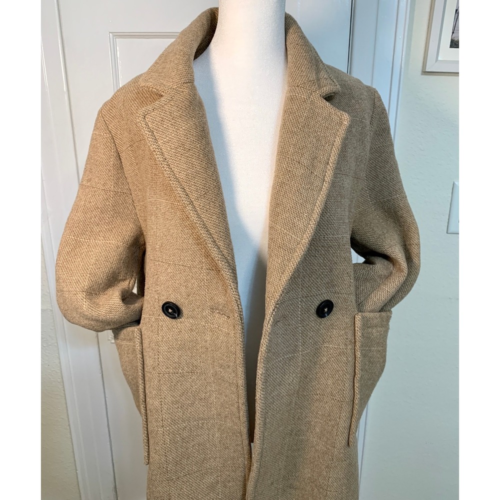 Zara Girls Double Breasted Brown Tweed Wool Blend Peacoat Gossip Girl / 11-12 - Picture 2 of 16